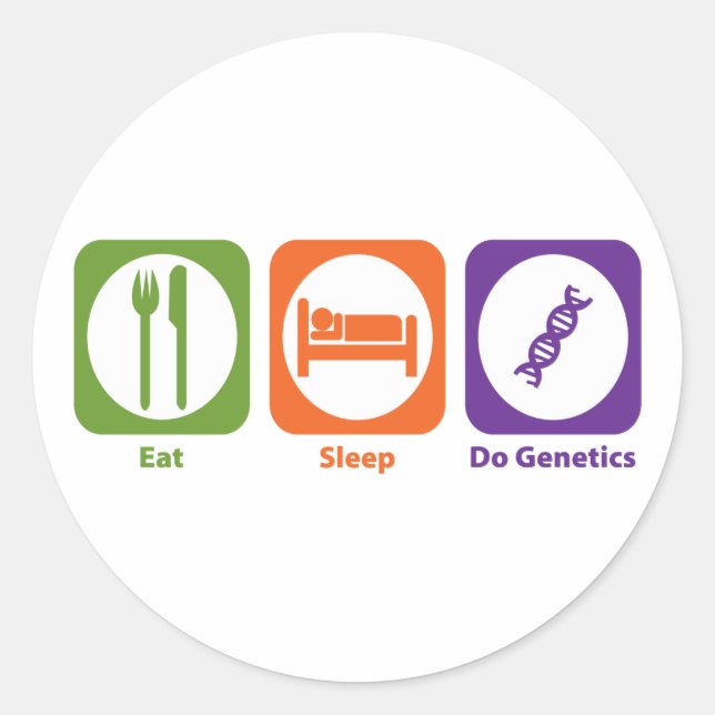 Sticker Rond Manger le sommeil faire génétique (Devant)