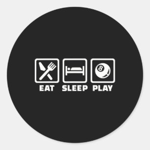 Sticker Rond Manger Sleep Jouer Billard