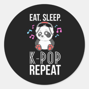 Sticker Rond Manger Sleep K-Pop Répéter ns Panda KPop Citation