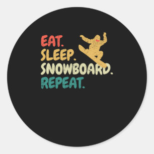 Sticker Rond Manger Sleep Snowboard Répéter Snowboarder Funny S