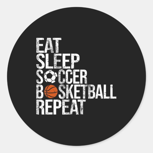 Sticker Rond Manger Sleep Softball Basketball Répéter Fun Ball (Devant)