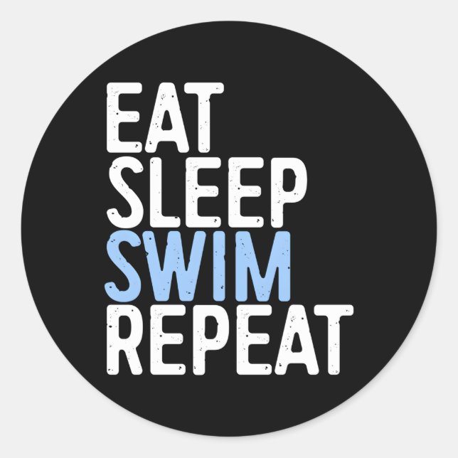 Sticker Rond Manger Sleep Swim Répéter Swimmer Gif (Devant)