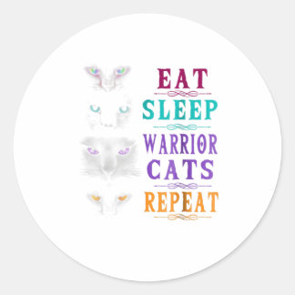 Sticker Rond Manger Sleep Warrior Cats Répéter TShirt