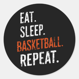 Sticker Rond Manger Sommeil Basket-ball Répéter Rétro Vintage