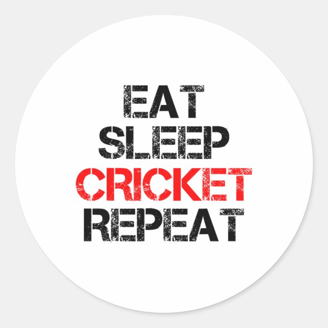 Sticker Rond Manger Sommeil Cricket Répéter Équipe Ligue Amateu (Devant)