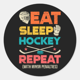 Sticker Rond Manger Sommeil Hockey Répéter Avec Pénalités Mineu