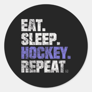 Sticker Rond Manger Sommeil Hockey Répéter Hockey sur glace Hoc