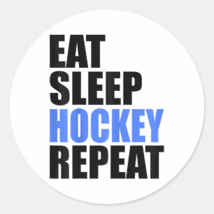 Sticker Rond Manger Sommeil Hockey Répéter Patinage sur Champ d