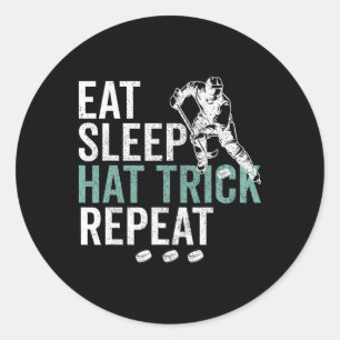 Sticker Rond Manger Sommeil Tour de Chapeau Répéter Cool Puck d