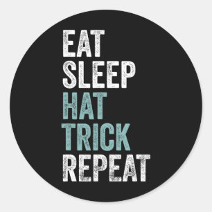 Sticker Rond Manger Sommeil Tournée Du Chapeau Répéter Drôle Fo