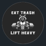 Sticker Rond Manger Trash Lift Lourd Racoon Lifting Fitness Wo<br><div class="desc">Eat Trash Lift Lourd Racoon Lifting Fitness entraînement</div>