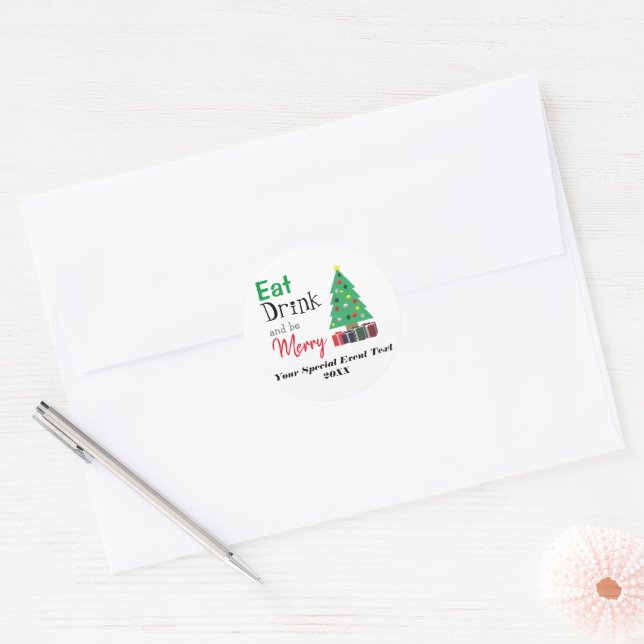 Sticker Rond Mangez, buvez et profitez  (Enveloppe)