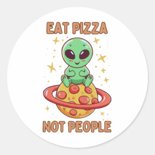Sticker Rond Mangez de la pizza pas des gens