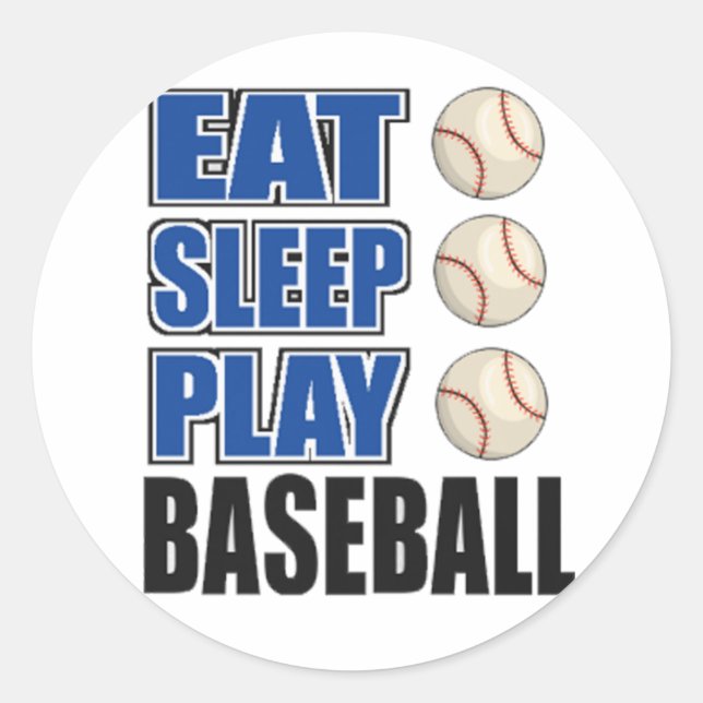 Sticker Rond Mangez, Dormez, Jouez Au Baseball (Devant)