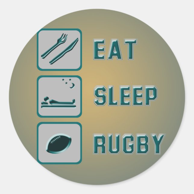 Sticker Rond Mangez du rugby (Devant)
