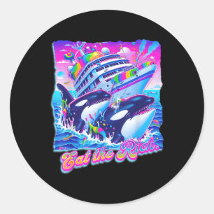 Sticker Rond Mangez La Rich Whale 90s Orca Drôle Baleine Animal