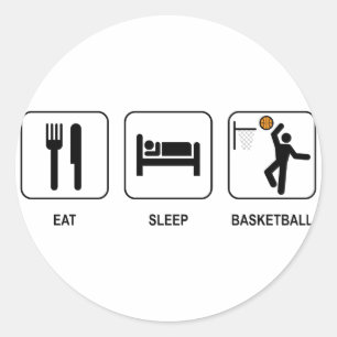 Sticker Rond Mangez l'autocollant de basket-ball de sommeil