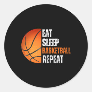 Sticker Rond Mangez Le Basket-Ball Répétez Le Cadeau Pour Le Fa