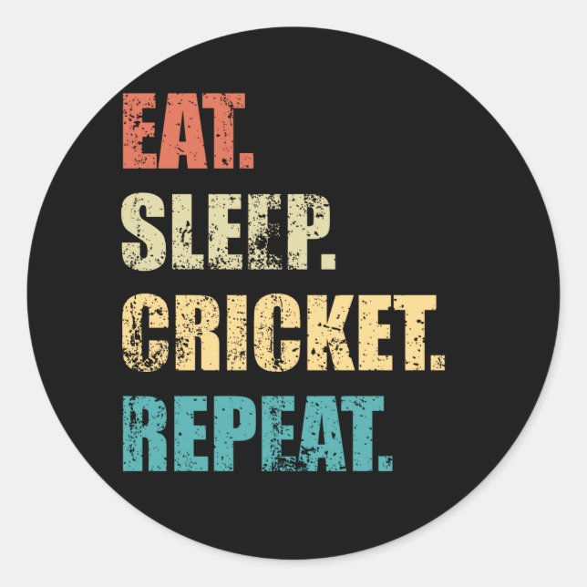 Sticker Rond Mangez le cricket de sommeil répétitif. (Devant)