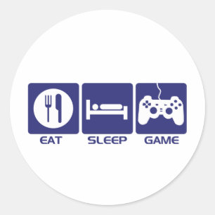 Sticker Rond Mangez le jeu de sommeil