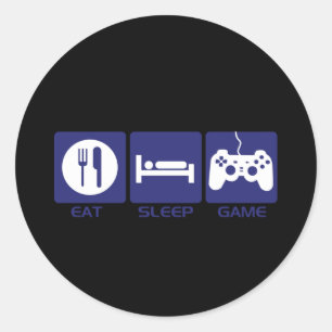 Sticker Rond Mangez le jeu de sommeil