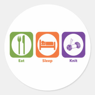 Sticker Rond Mangez le Knit de sommeil