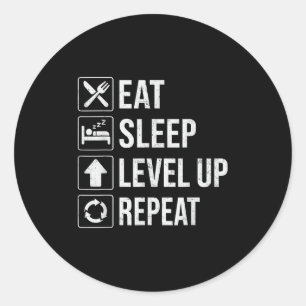 Sticker Rond Mangez Le Niveau De Sommeil Haut Répétez Garçons A