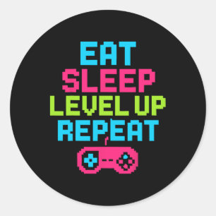 Sticker Rond Mangez le niveau de sommeil vers le haut répéteur