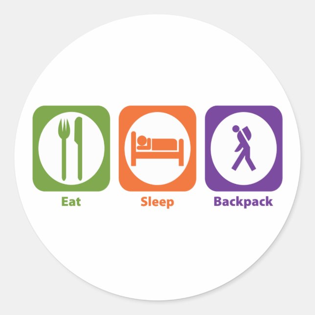 Sticker Rond Mangez le sac à dos de sommeil (Devant)