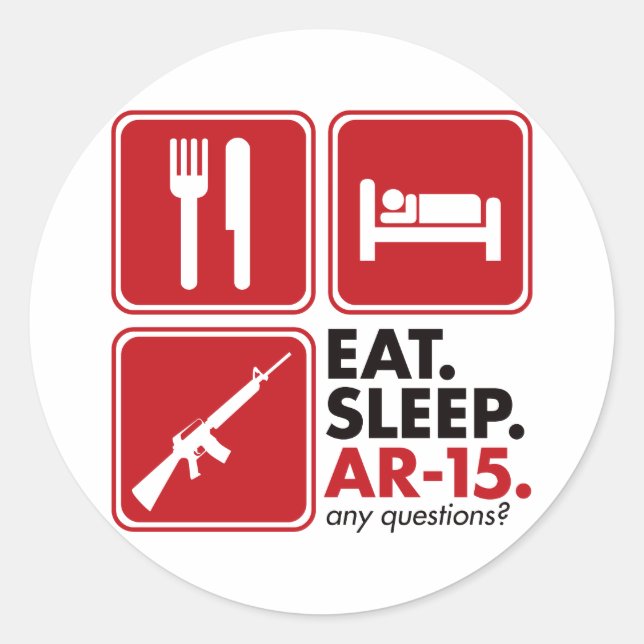 Sticker Rond Mangez le sommeil AR-15 - Rouge (Devant)