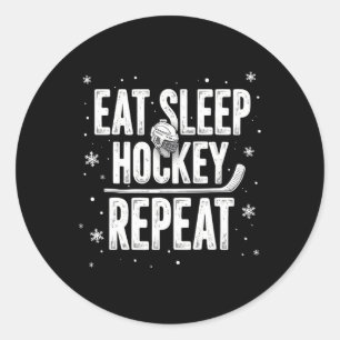 Sticker Rond Mangez le sommeil Hockey Répéter Funny Vacances Sp