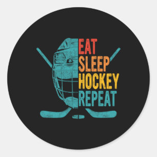 Sticker Rond Mangez le sommeil Hockey Répéter Hockey amusant Ho
