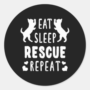 Sticker Rond Mangez Le Sommeil Secourez Répéter Les Chatons Pou