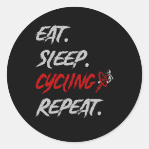 Sticker Rond Mangez le sommeil vélo Répéter le passe-temps à vé