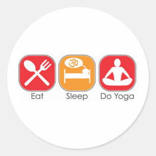 Sticker Rond Mangez le yoga de sommeil