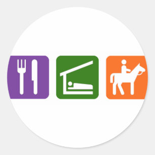 Sticker Rond Mangez l'équitation de sommeil