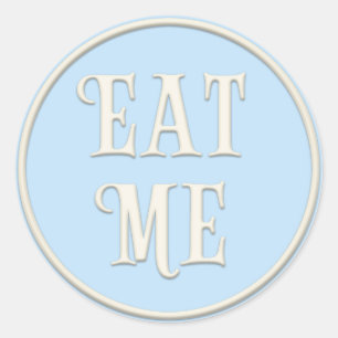 Sticker Rond Mangez-moi" Wonderland Tea Party Pastel Blue