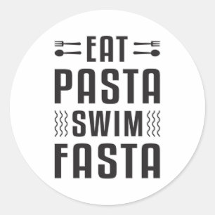 Sticker Rond Mangez Pasta nager Fasta nager nager nager piscine