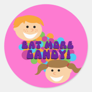 Sticker Rond Mangez Plus Candy Retro Enfants