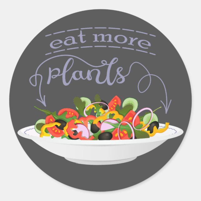 Sticker Rond Mangez plus de plantes frais motivation salade let (Devant)