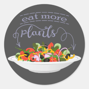 Sticker Rond Mangez plus de plantes frais motivation salade let