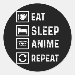 Sticker Rond Mangez Sleep Anime Répétez Manga Japonais drôle
