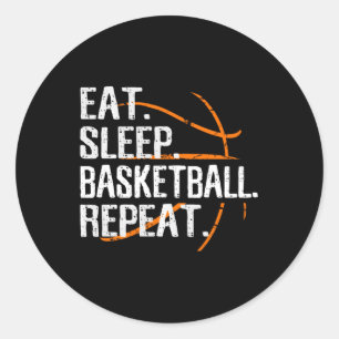 Sticker Rond Mangez Sleep Basketball Répéter - Cadeau Pour Bask