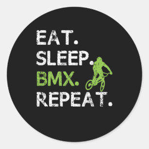 Sticker Rond Mangez Sleep BMX Freestyle Cyclisme Sarcasme