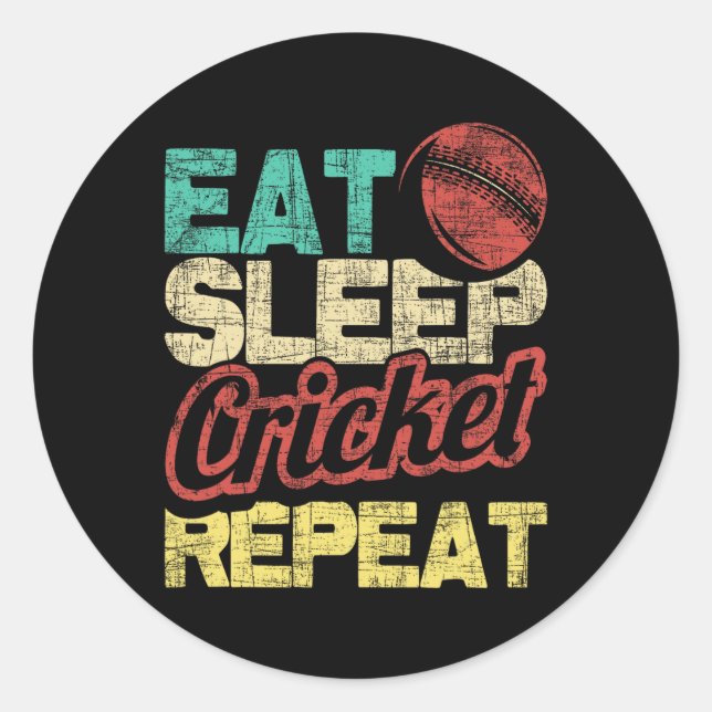Sticker Rond Mangez Sleep Cricket Repeat - Cricketer Tsman Tsma (Devant)