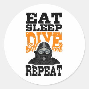 Sticker Rond Mangez Sleep Dive Silencieux Technique Divers Rebr