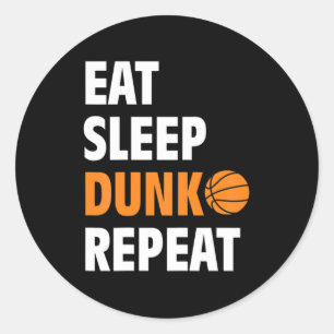 Sticker Rond Mangez Sleep Dunk Répétez Fun Basketball