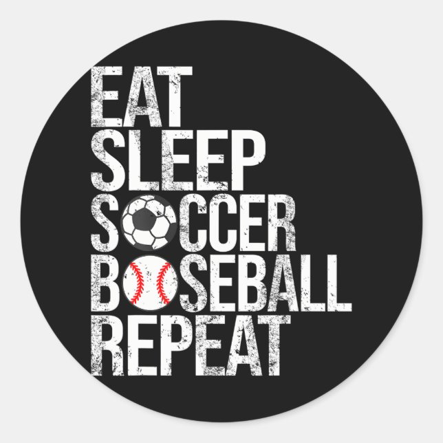 Sticker Rond Mangez Sleep Football Baseball Répéter Funny Ball (Devant)