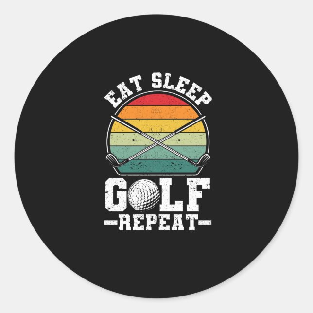 Sticker Rond Mangez Sleep Golf Répéter Joueur de golf Golfing G (Devant)