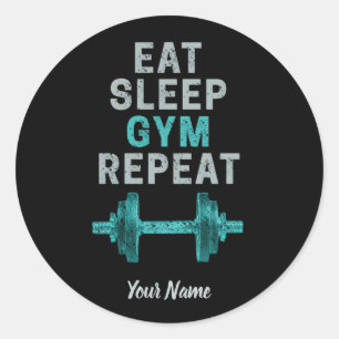 Sticker Rond Mangez Sleep Gym Répéter Gymnastique Vintage Pour